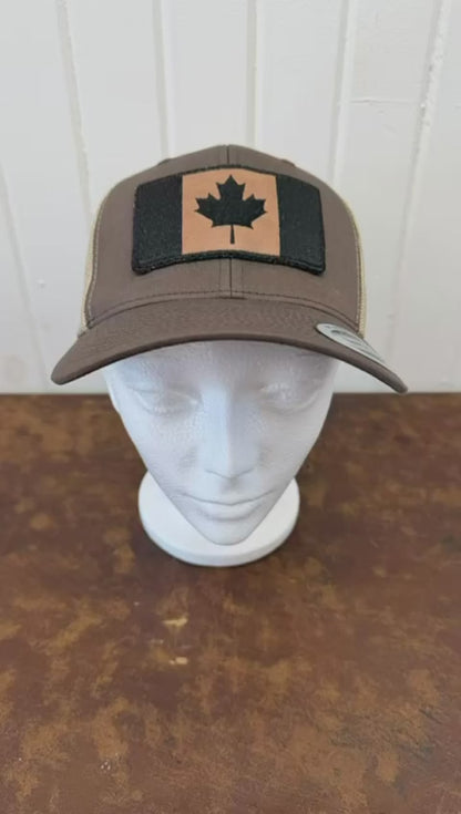 Canadian Flag Leather Patch Tucker Hat